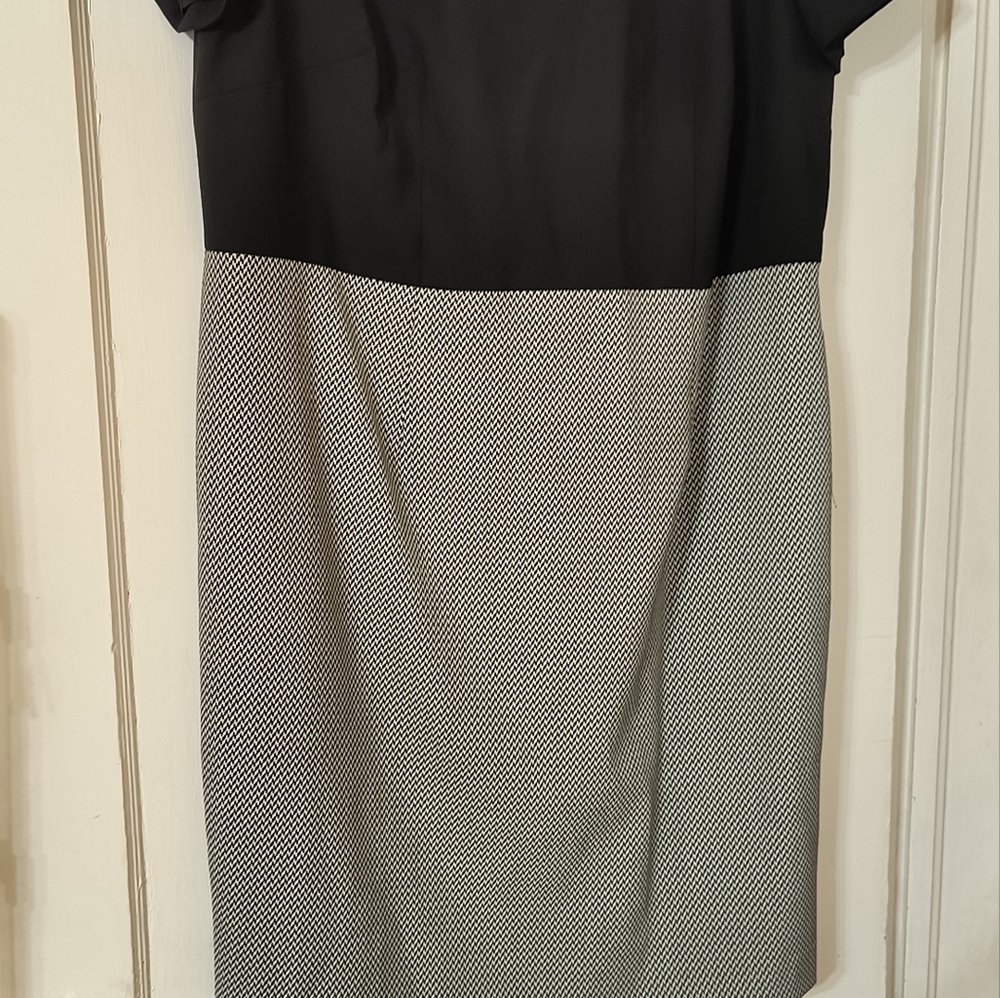 Talbot's 14WP Lined Petite Wool Blend Dress, Black & Houndstooth